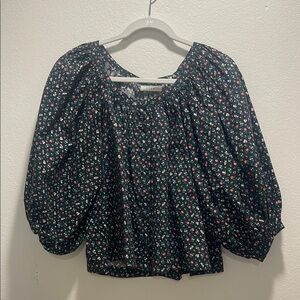 Doen Black Floral Blouse